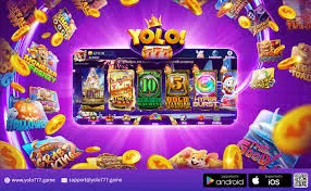 Yolo777 Casino App interface with slots, cards, and lucky spins on a mobile screen